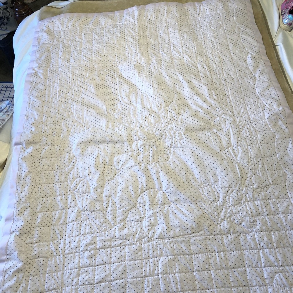 Large Handmade Baby Quilt Lavender 53.5 x 38 inches Floral - Picture 2 of 7